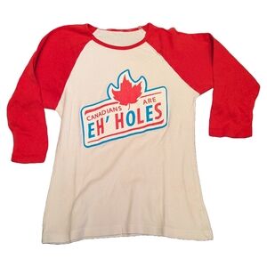 T-shirt hell Women's Vintage 3/4 Ringer Canadians are Eh-Holes size small